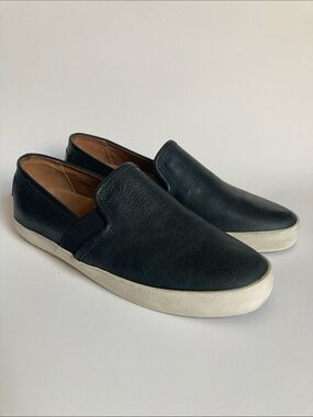 Frye Dylan Black Leather Slip-On Snickers Size 8